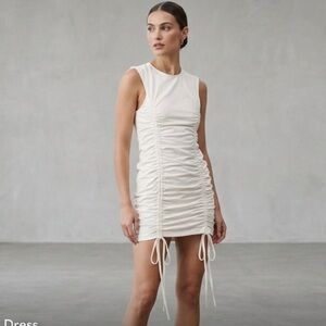 TERS White Ruched Sleeveless Mini Dress Size Medium